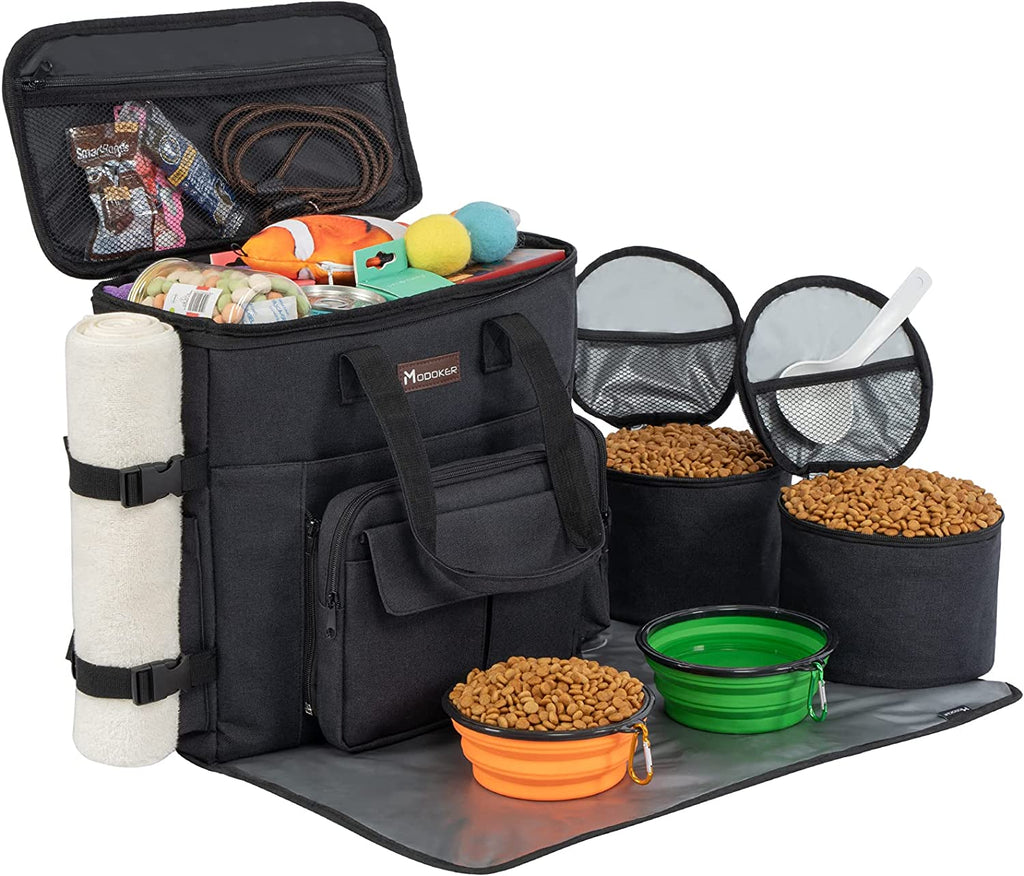 Dog Travel Bag with 2 Collapsible Dog Bowls, 
