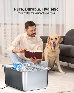 Stainless Steel Dog Water Fountain, 3 Gallon Extra Large  for Large Dogs 