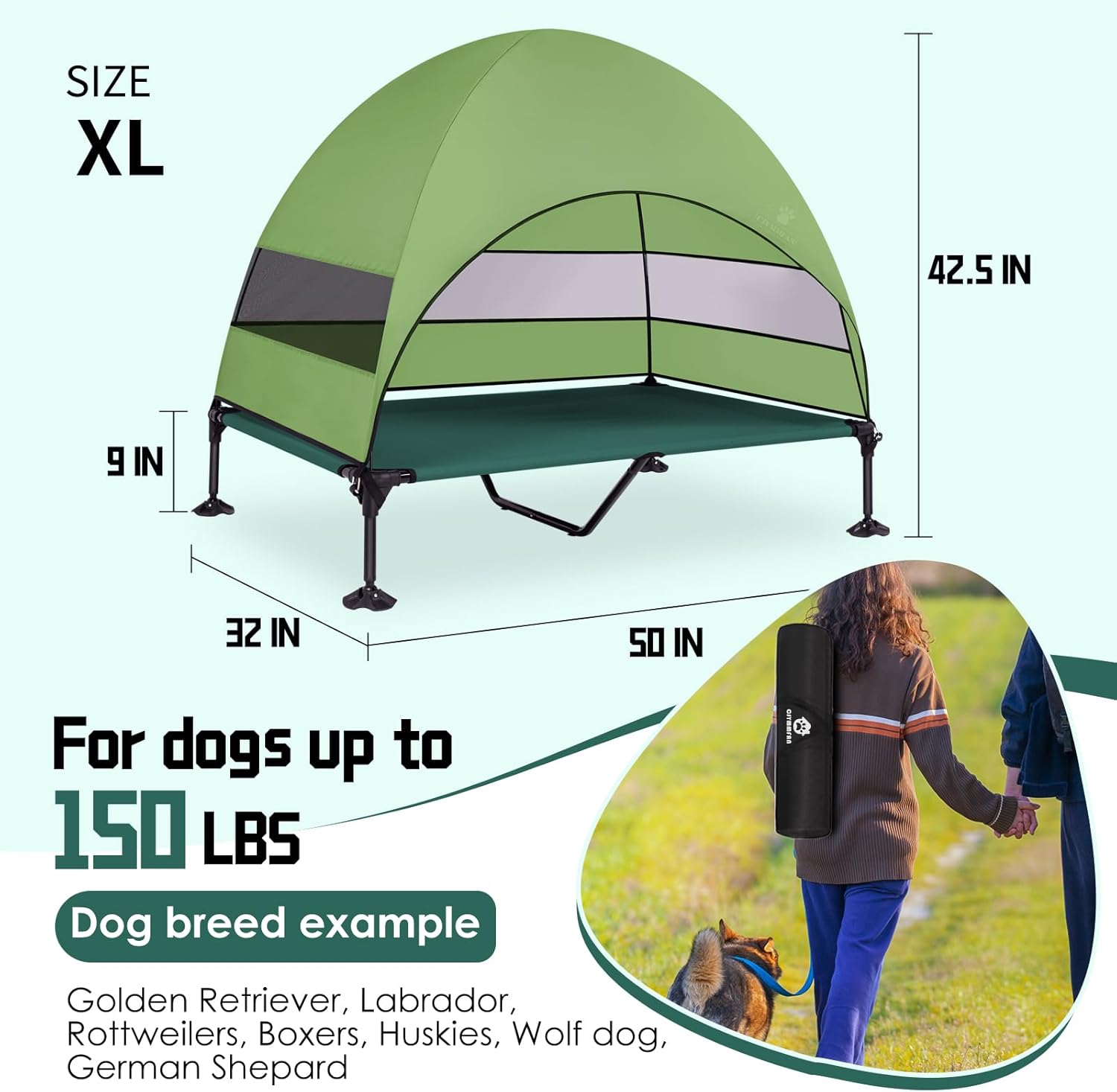 Elevated Big Dog Bed with Canopy