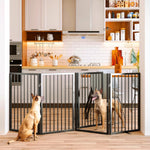 Folding No-Assembly Metal Pet Gate 80" Wide, 32" Extra Tall Dog gate with walkthru
