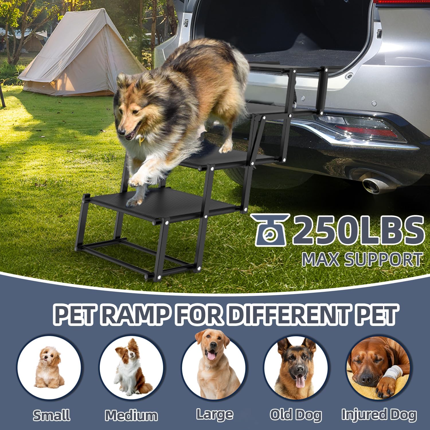 Extra Wide Dog Stairs for Car travel