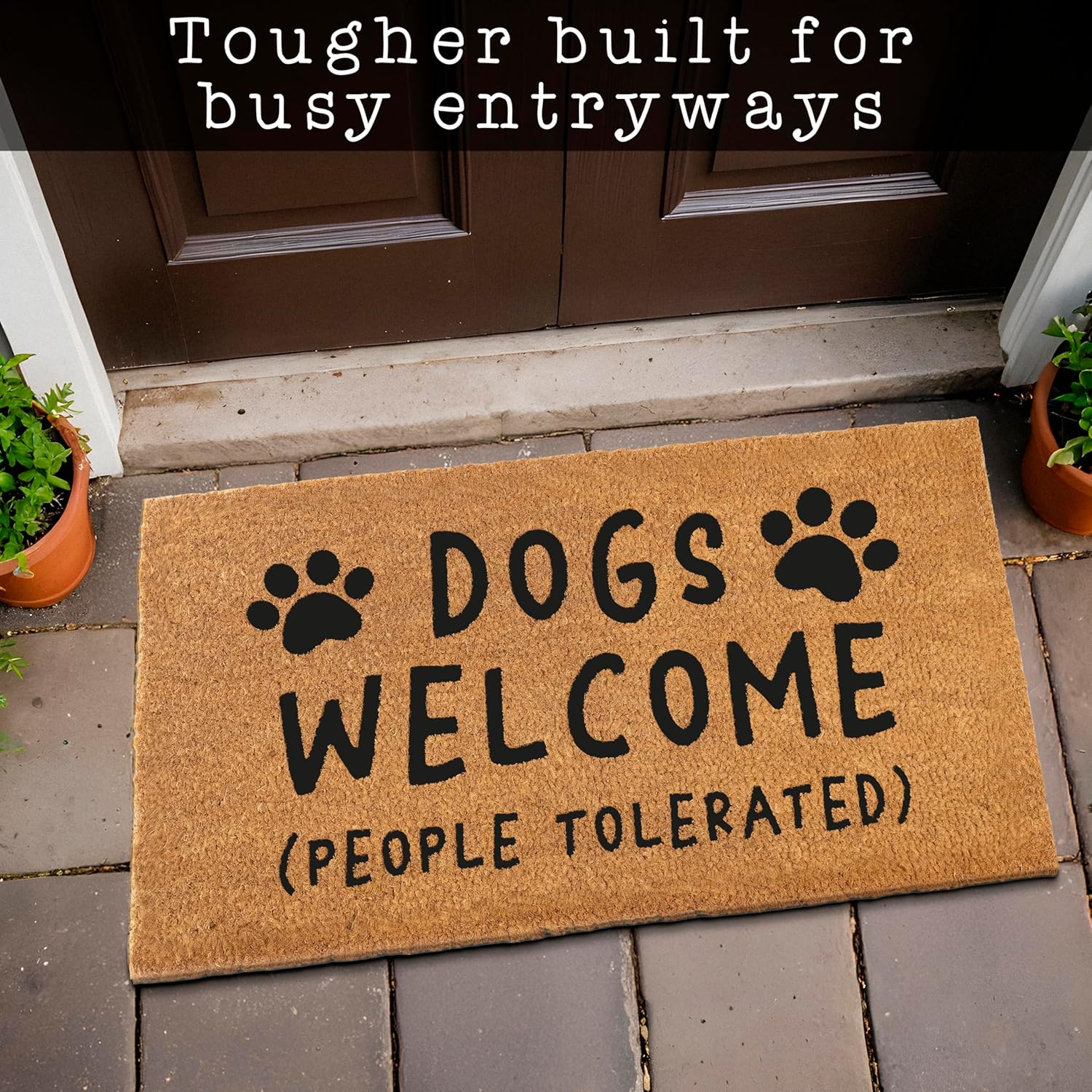 Dogs Welcome People Tolerated Door Mat 30X17 Inch, Funny Dog Doormat