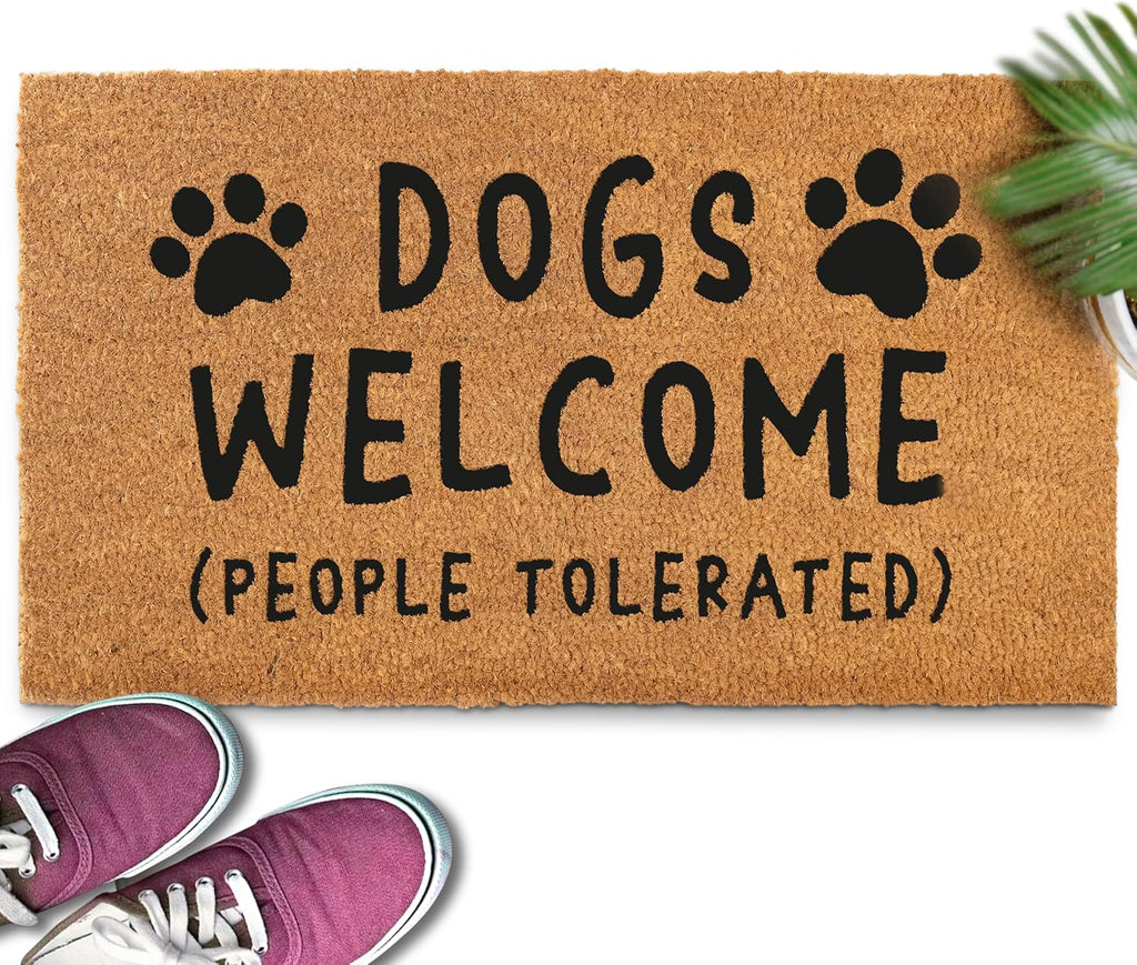 Dogs Welcome People Tolerated Door Mat 30X17 Inch, Funny Dog Doormat