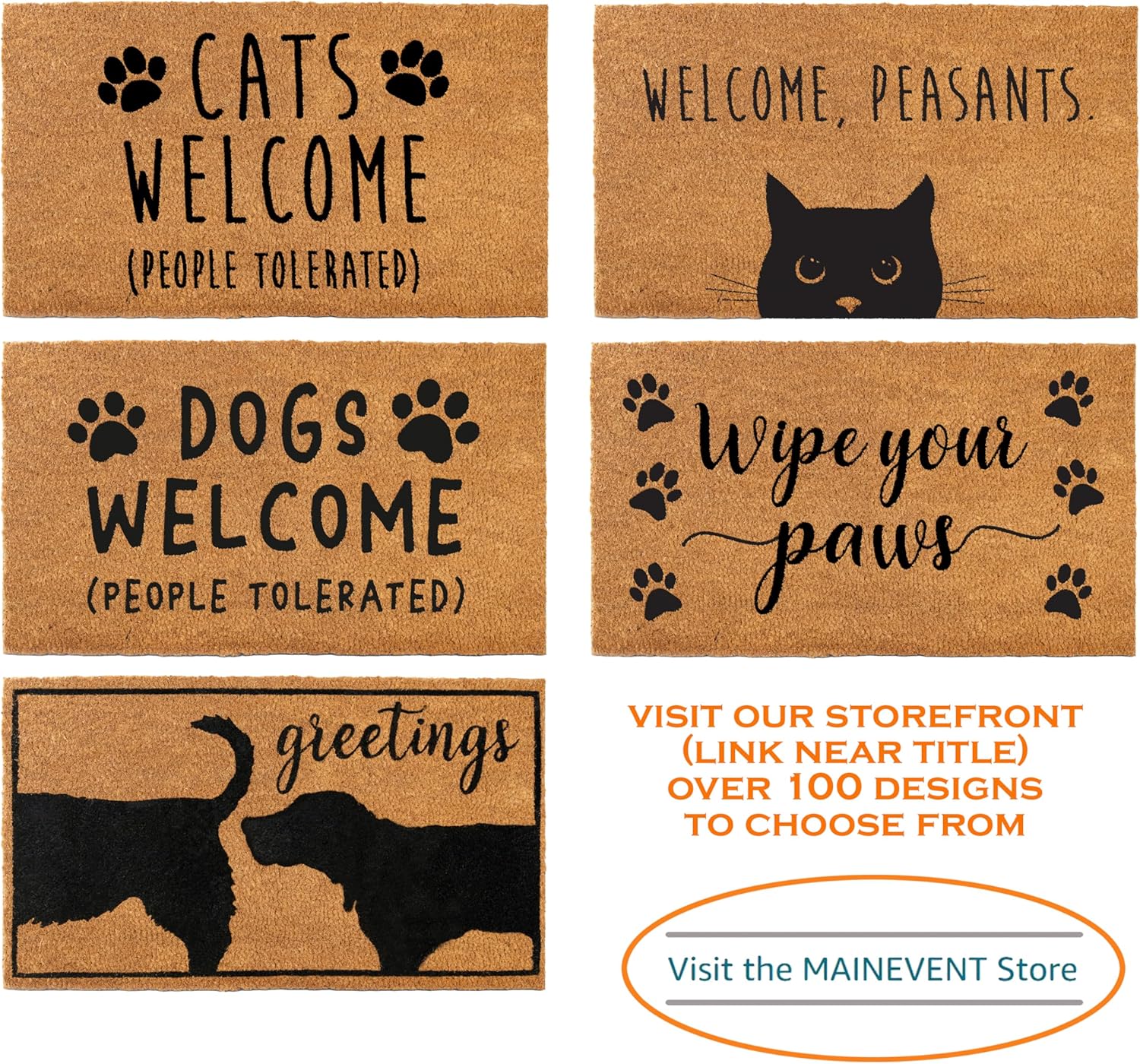 Dogs Welcome People Tolerated Door Mat 30X17 Inch, Funny Dog Doormat
