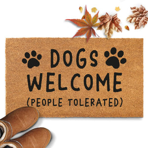 Dogs Welcome People Tolerated Door Mat 30X17 Inch, Funny Dog Doormat