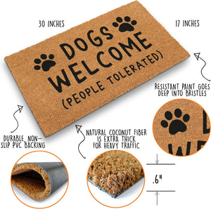 Dogs Welcome People Tolerated Door Mat 30X17 Inch, Funny Dog Doormat