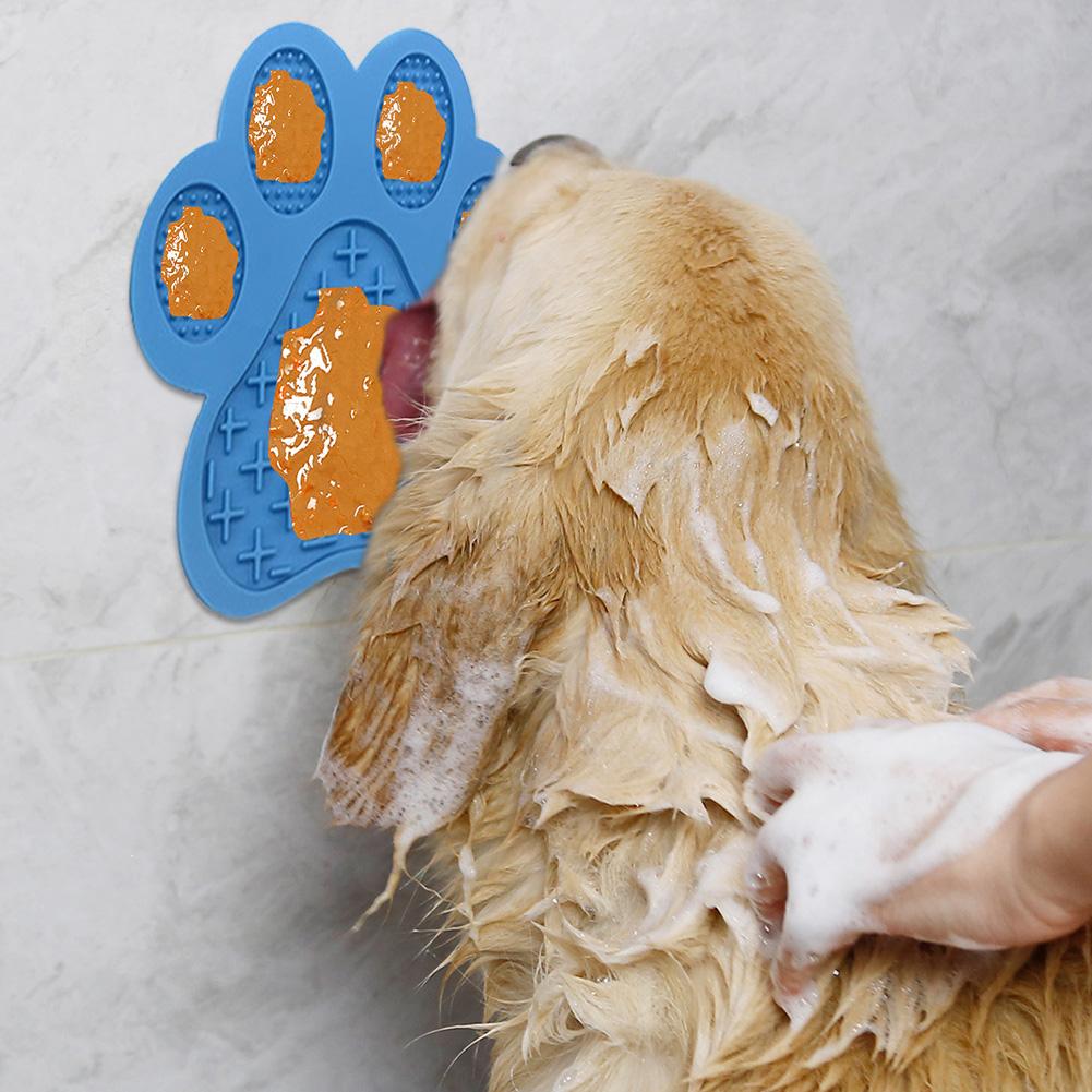 Dog Lick Pad Pet Bathing Distraction Pads Wall Mouted Silicone Slow Feeder Lick Mat with Strong Suction for Dog Bathing Grooming