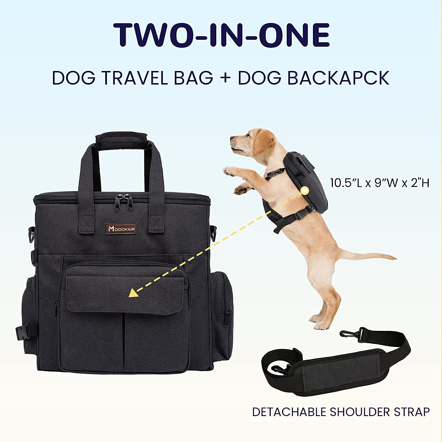 Dog Travel Bag with 2 Collapsible Dog Bowls, 