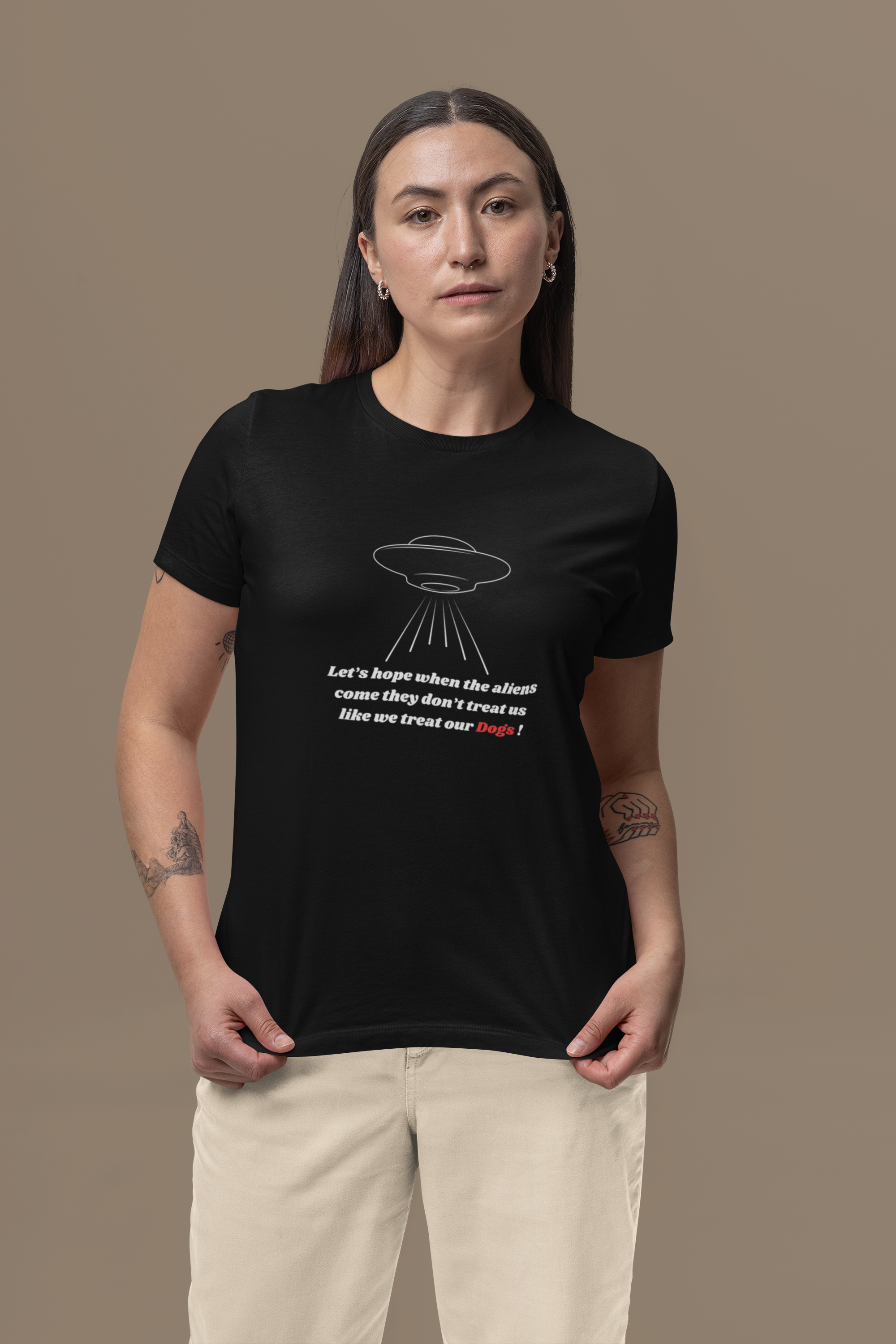 Funny Aliens and Dogs Statement tee