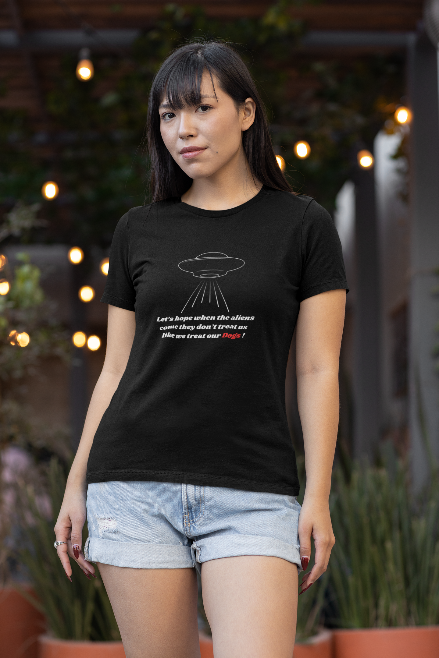 Funny Aliens and Dogs Statement tee