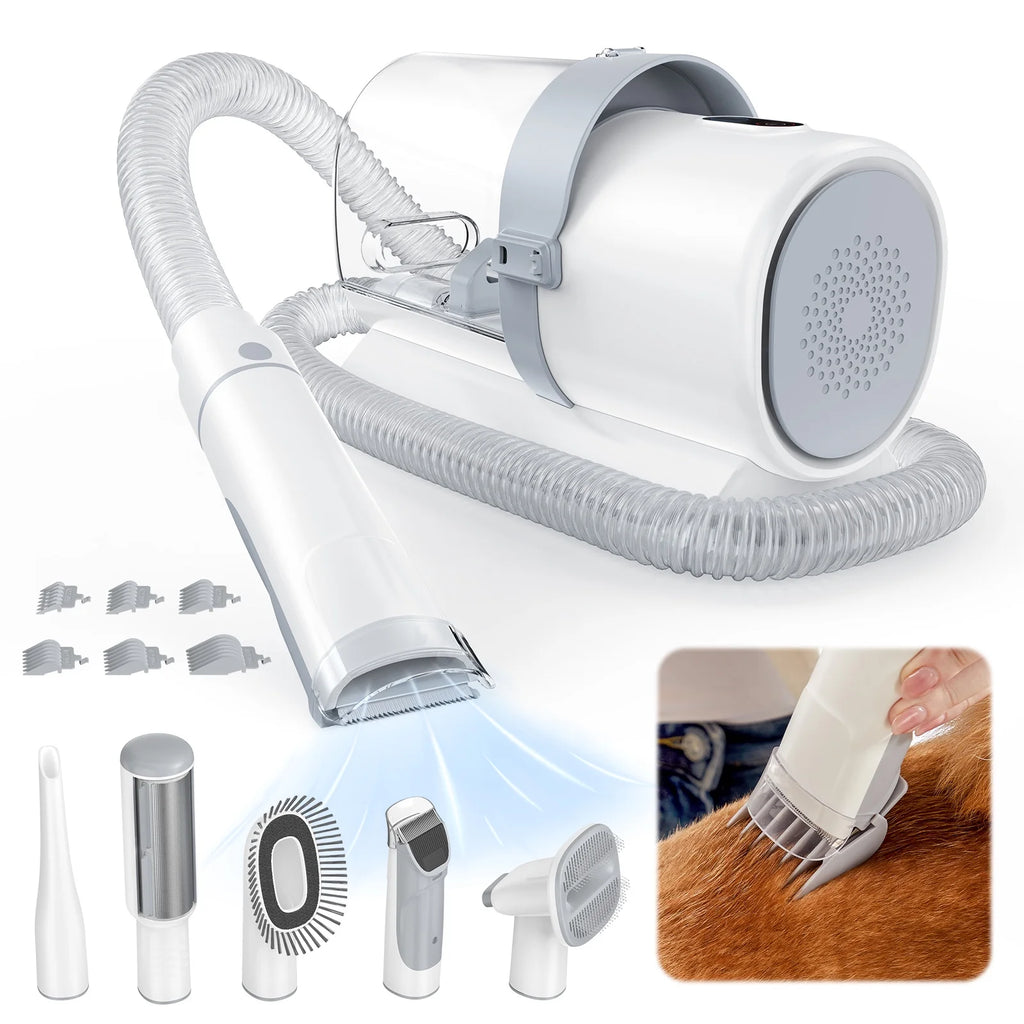 Dog Grooming Kit, 2.5L Pet Hair Vacuum,with 5-In-1 Electric Clippers Cleaning Set for Dogs for Big Dogs