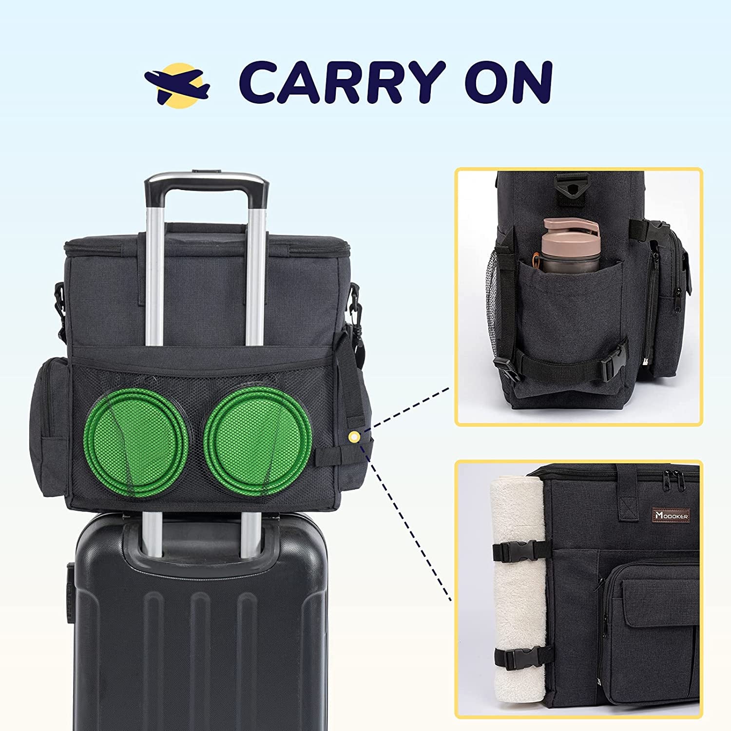 Dog Travel Bag with 2 Collapsible Dog Bowls, 