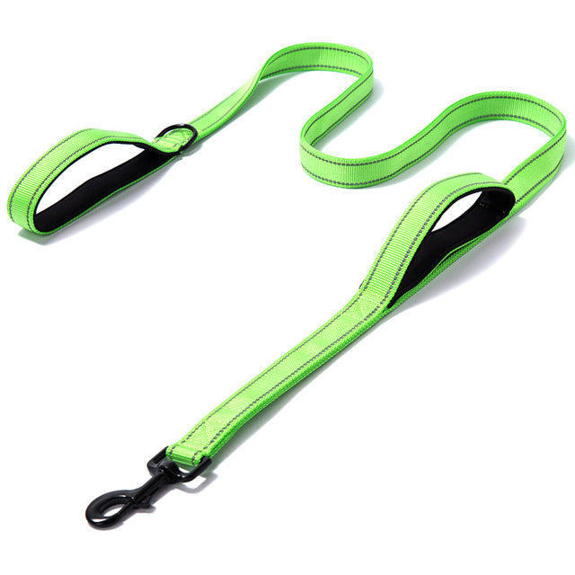 Dog Leashes Outdoor Travel Dog Training Chain Heavy Duty Double Handle Lead for Greater Control Safety Training Dual Handle