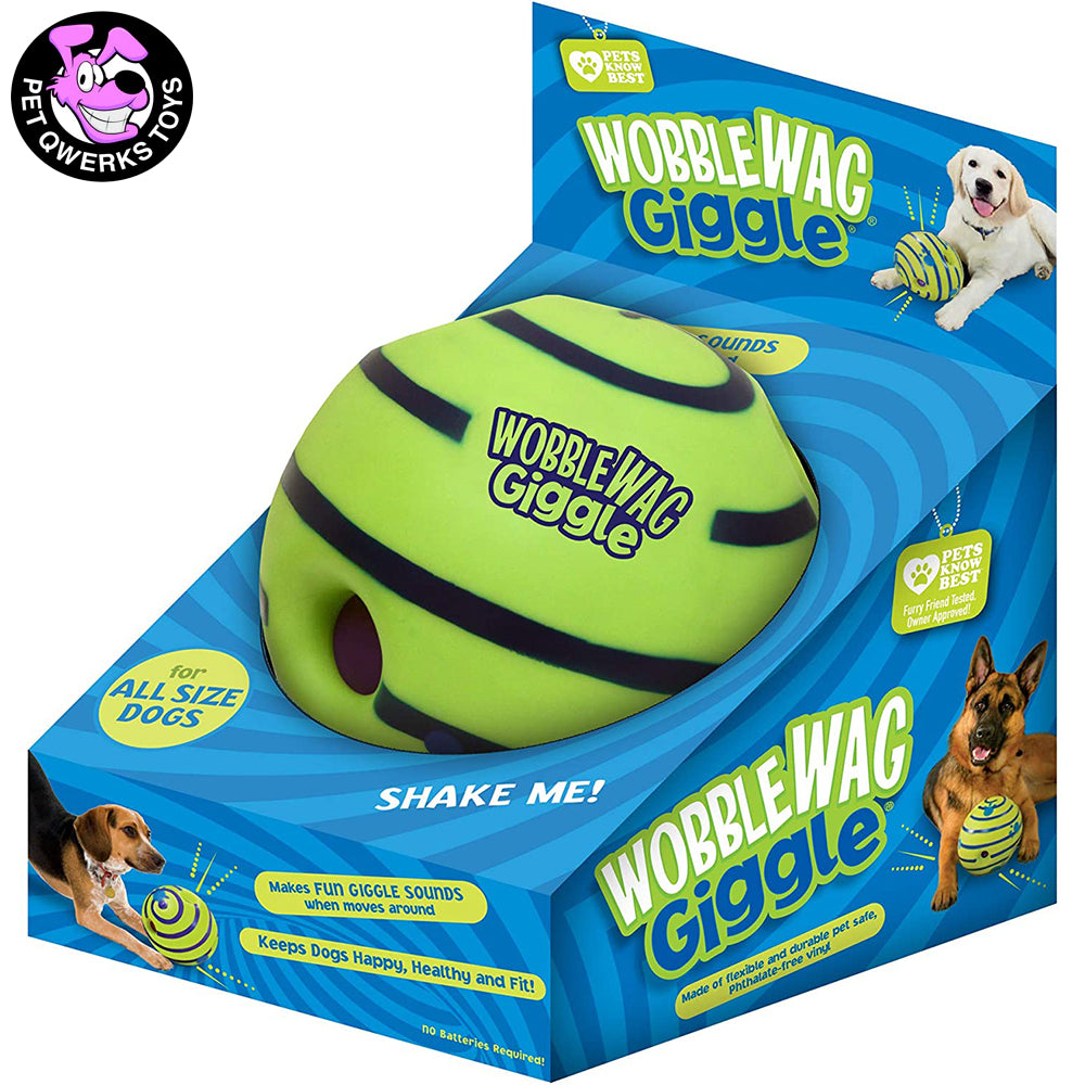 Wobble Wag Giggle Glow Ball Interactive Dog Toy Fun Giggle Sounds When Rolled or Shaken Pets Know Best As Seen On TV