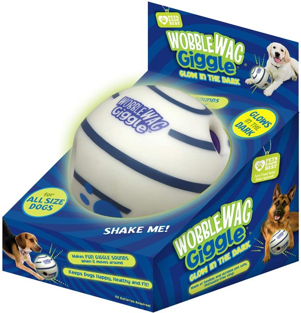 Wobble Wag Giggle Glow Ball Interactive Dog Toy Fun Giggle Sounds When Rolled or Shaken Pets Know Best As Seen On TV