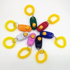 2 In 1 Pet Clicker Dog Training Whistle Answer Card Pet Dog Trainer Assistive Guide With Key Ring For Dog Pet Training Obedience