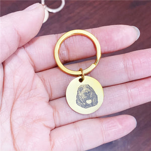 Personalized Engraving Stainless Steel Customize Your Pet Photo Necklace Dog Keychain Birthday Gift Souvenir Memory Cat Keychain