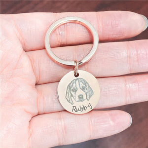 Personalized Engraving Stainless Steel Customize Your Pet Photo Necklace Dog Keychain Birthday Gift Souvenir Memory Cat Keychain