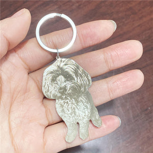 Personalized Engraving Stainless Steel Customize Your Pet Photo Necklace Dog Keychain Birthday Gift Souvenir Memory Cat Keychain